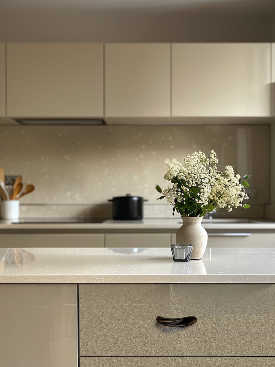 Unique sculptural cabinet pulls for contemporary storage units