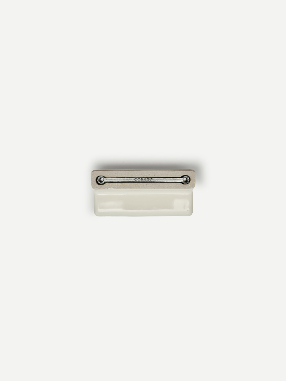 Handcrafted rectangle ceramic drawer knobs for bespoke cabinets and drawers.