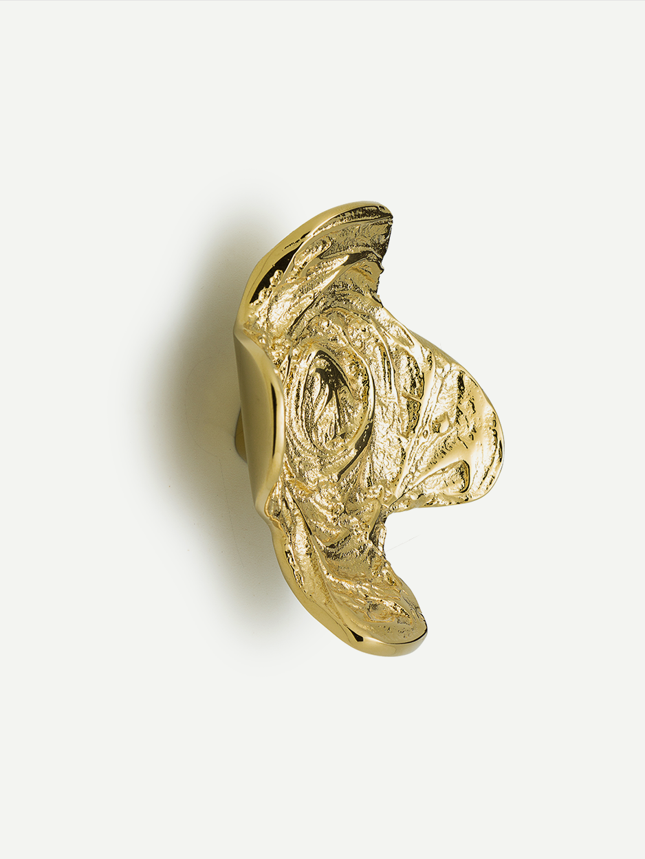 Designer drawer pull for luxury kitchen and living spaces in gold 